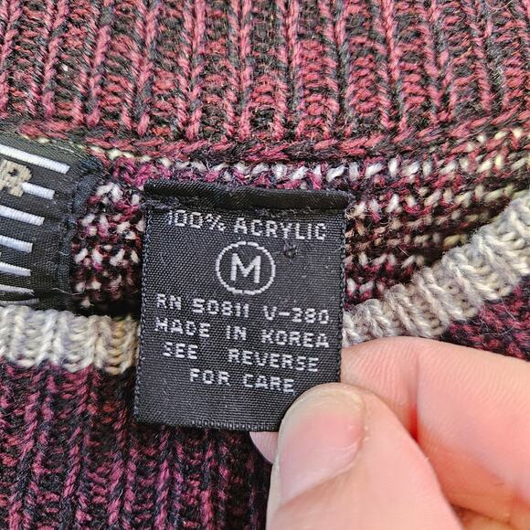 Anchor Blue Maroon Fair Isle Knit Sweater Size M Men's Winter Nordic Grandpacore - Picture 5 of 9